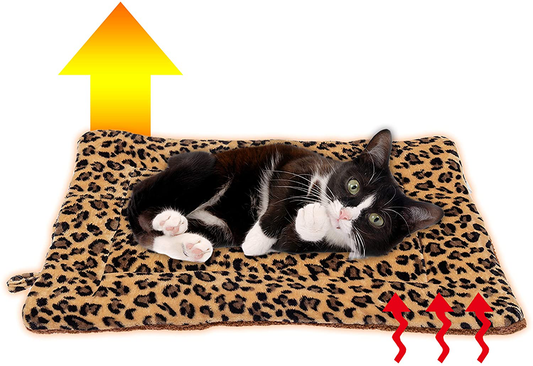 FLYSTAR Cat Bed Mat - Self Self Heating Warming Leopard Cute Cat Pad, Soft Flannel & Cotton, Support Machine Wash and Hand Wash, Comfortable Suitable for Small, Medium, Large Cats/Puppies Animals & Pet Supplies > Pet Supplies > Cat Supplies > Cat Beds FLYSTAR 15.7"*19.7"  