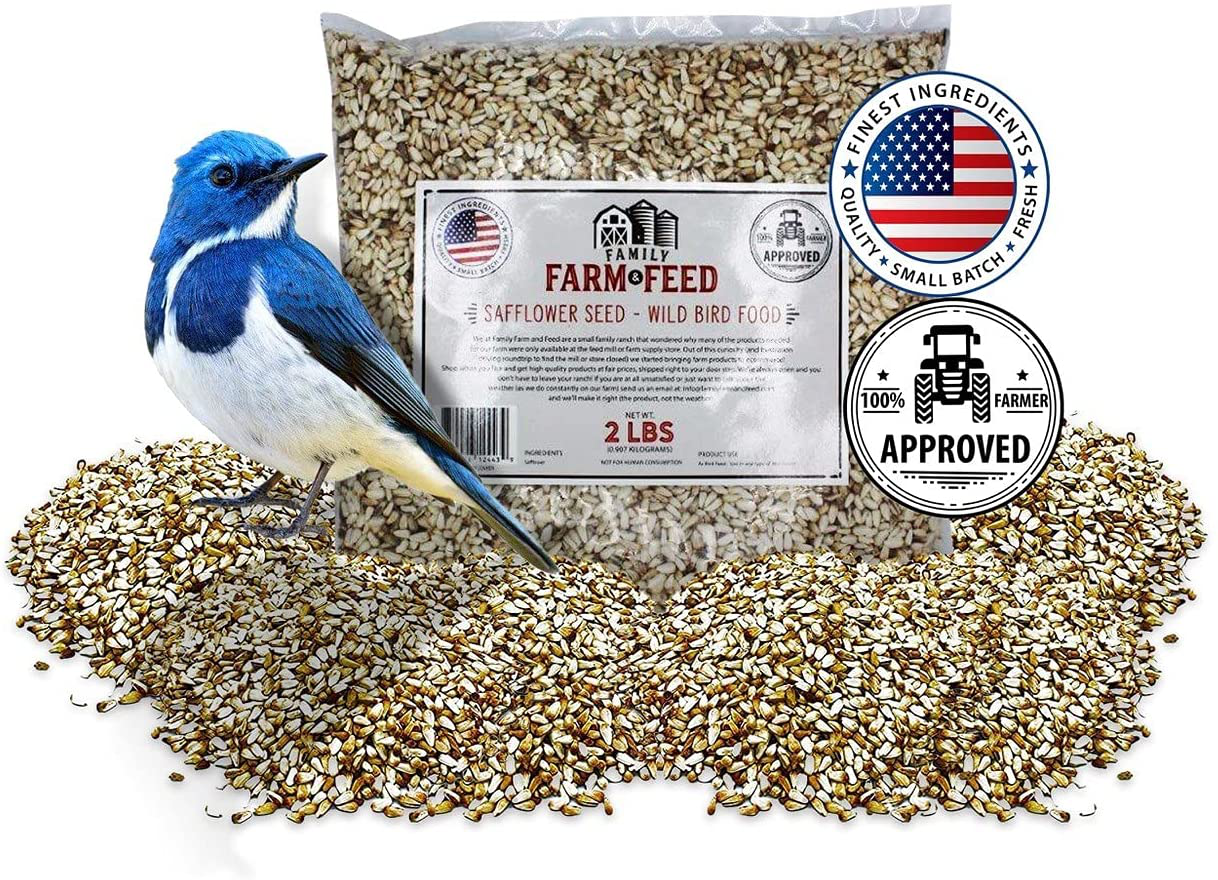 Family Farm and Feed Deluxe Wild Bird Seed Regional Food Variety Bird Food for outside Feeders Four Season Gourmet | Black Oil Sunflowers | Country Mix | Suet Cakes | Peanuts | Cracked Corn | Safflowers | Critter Mix | Nyjer | Fancy City Blend Animals & Pet Supplies > Pet Supplies > Bird Supplies > Bird Food FAMILY FARM AND FEED Safflowers  