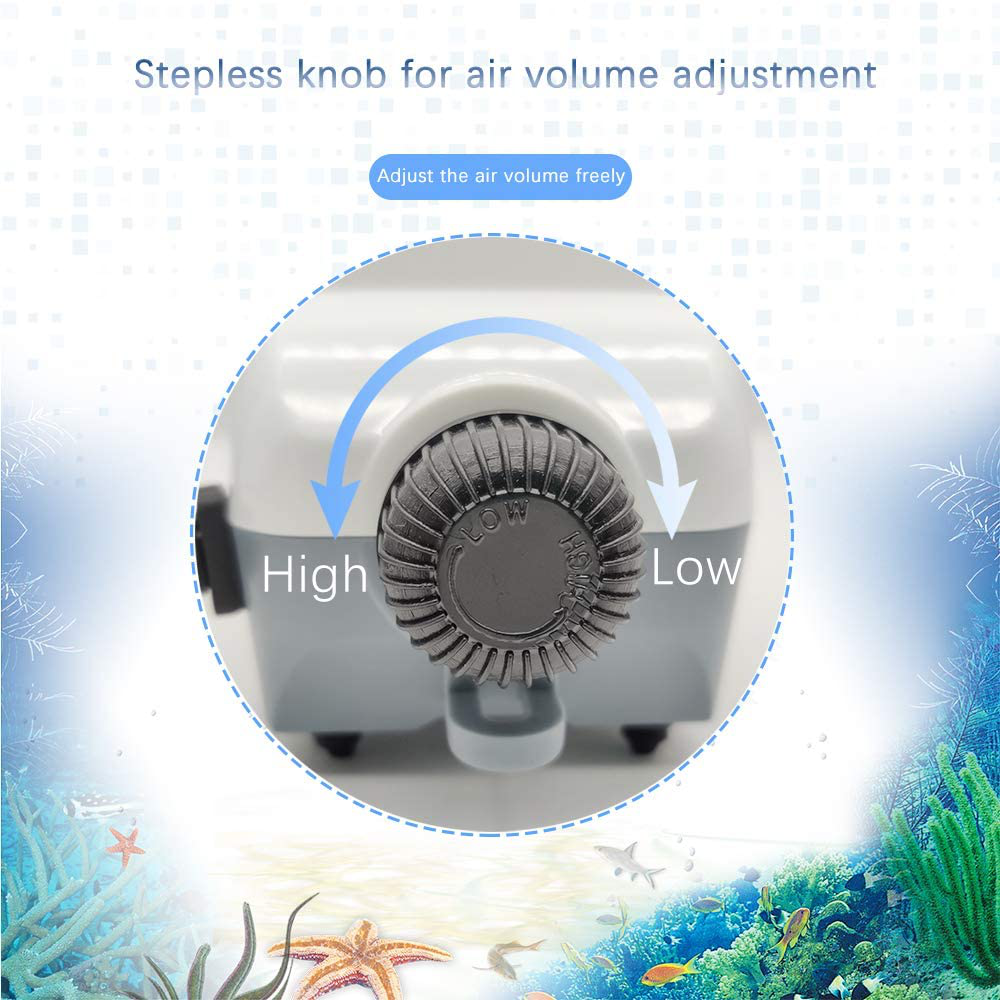 HITOP Dual Outlet Aquarium Air Pump, Whisper Adjustable Fish Tank Aera –  KOL PET