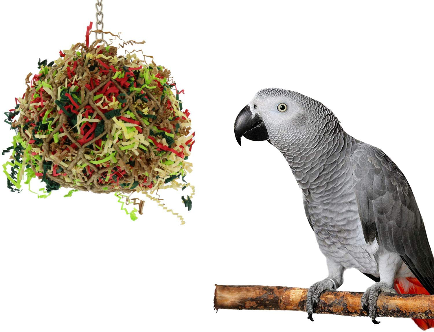 Sweet Feet and Beak Super Shredder Ball - Bird Cage Accessories to Keep Your Bird Busy Foraging for Hidden Treasures - Non-Toxic, Easy to Install Bird Foraging Toys, Bird Treats, Parrot Toys
