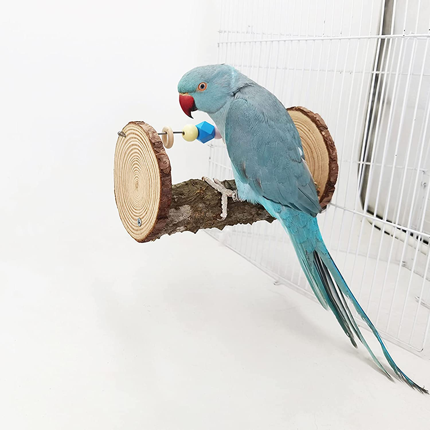 Bird Perch Stand Toy or Cage, Natural Wood Parrot Puzzle Chewing Toy for Parakeets Cockatiels Conures Finches Lovebirds Macaws, Birdcage Play Gym Training Toy Standing Grinding Paw Climbing Branches Animals & Pet Supplies > Pet Supplies > Bird Supplies > Bird Gyms & Playstands QBLEEV   