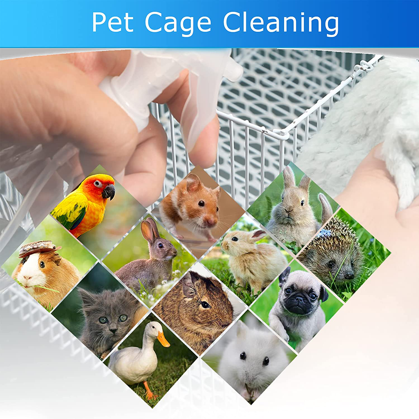Ephoria Pet Cage Cleaner Tool,13-Piece Cleaning Tools for Cat Dog Rabbit Hamster Guinea Pig Bird Parrot Lizard for Pets Cages Playpen Bedding Brush Rag Manure Shovel with Storage Bag