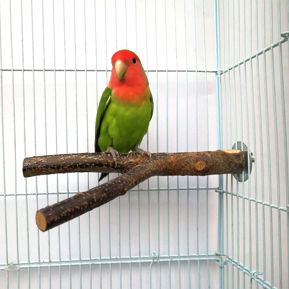 QUMY Bird Parrot Toys Hanging Bell Pet Bird Cage Hammock Swing Toy Wooden Hanging Perch Toy for Small Parakeets Cockatiels, Conures, Macaws, Parrots, Love Birds, Finches