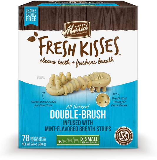 Merrick Fresh Kisses Oral Care Dental Dog Treats for Dogs Small Dogs 5-15 Lbs