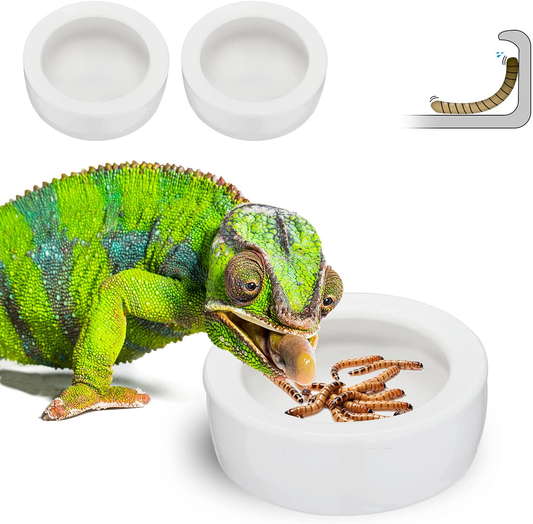 Nucookery Reptile Food Bowls,Worm Dish,Anti-Escape Feeder,Ceramic Pet Bowl