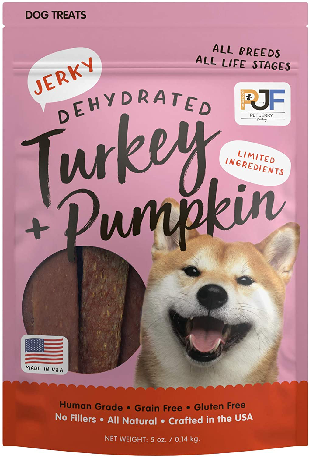 Pet Jerky Factory Premium Dog Treats | 100% Human Grade | Made in the USA | Grain Free | All Natural Animals & Pet Supplies > Pet Supplies > Small Animal Supplies > Small Animal Treats Pet Jerky Factory Turkey & Pumpkin 5 Ounce (Pack of 1) 