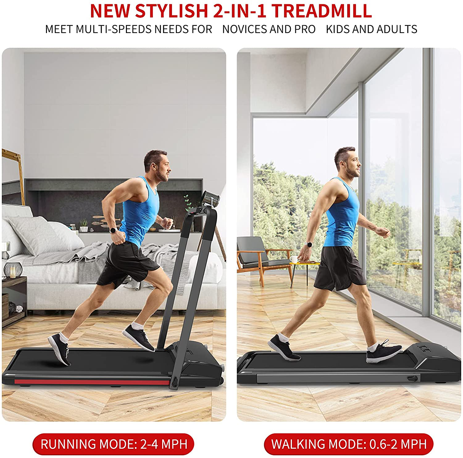 SHAREWIN 2 in 1 under Desk Treadmill 2.25HP Folding Walking Jogging E KOL PET