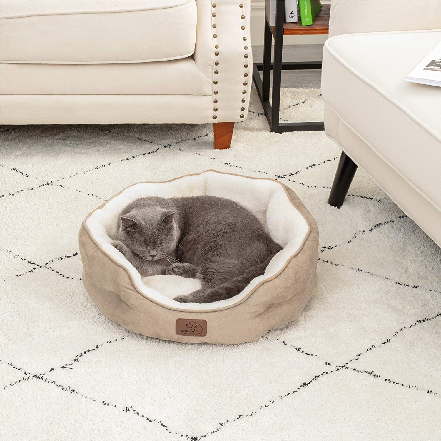 Bedsure Small Dog Bed for Small Dogs Washable - round Cat Beds for Indoor Cats, round Pet Bed for Puppy and Kitten with Slip-Resistant Bottom, 20 Inches Animals & Pet Supplies > Pet Supplies > Cat Supplies > Cat Beds Bedsure   