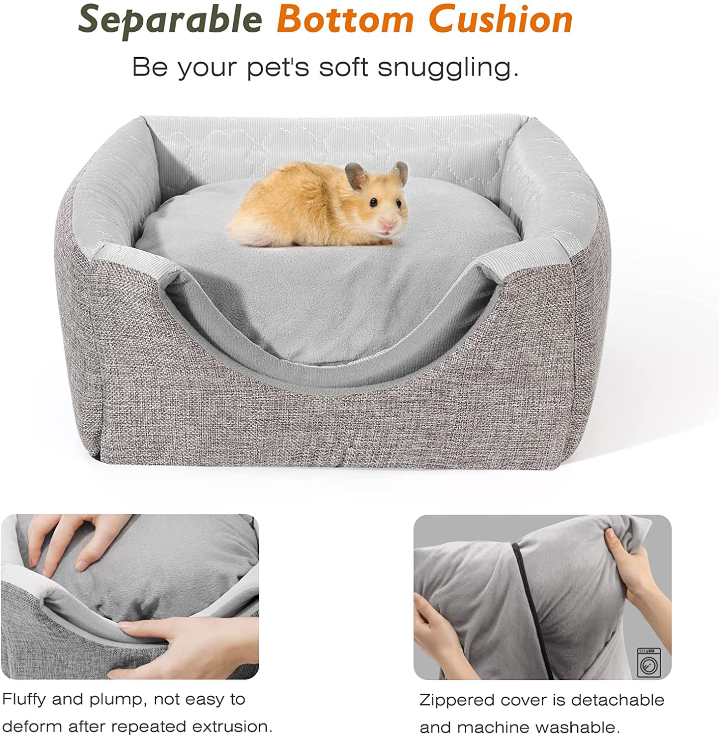 Vavopaw Guinea Pig Bed, 3-In-1 Small Animal Pets Houses Habitats Beds Warm Bunny Cave Cage Accessory for Small Pets Hamster Chinchilla Ferret Rabbit Hedgehog Squirrel Animals & Pet Supplies > Pet Supplies > Small Animal Supplies > Small Animal Habitat Accessories VavoPaw   