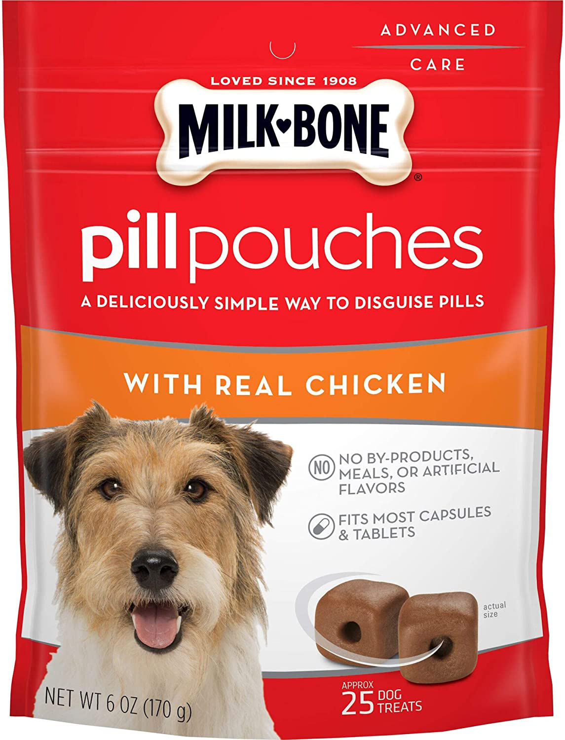 Milk-Bone Pill Pouches Dog Treats to Conceal Medication, 6 Ounce (Pack of 5) Approx. 125 Count Animals & Pet Supplies > Pet Supplies > Small Animal Supplies > Small Animal Treats Milk-Bone Chicken  