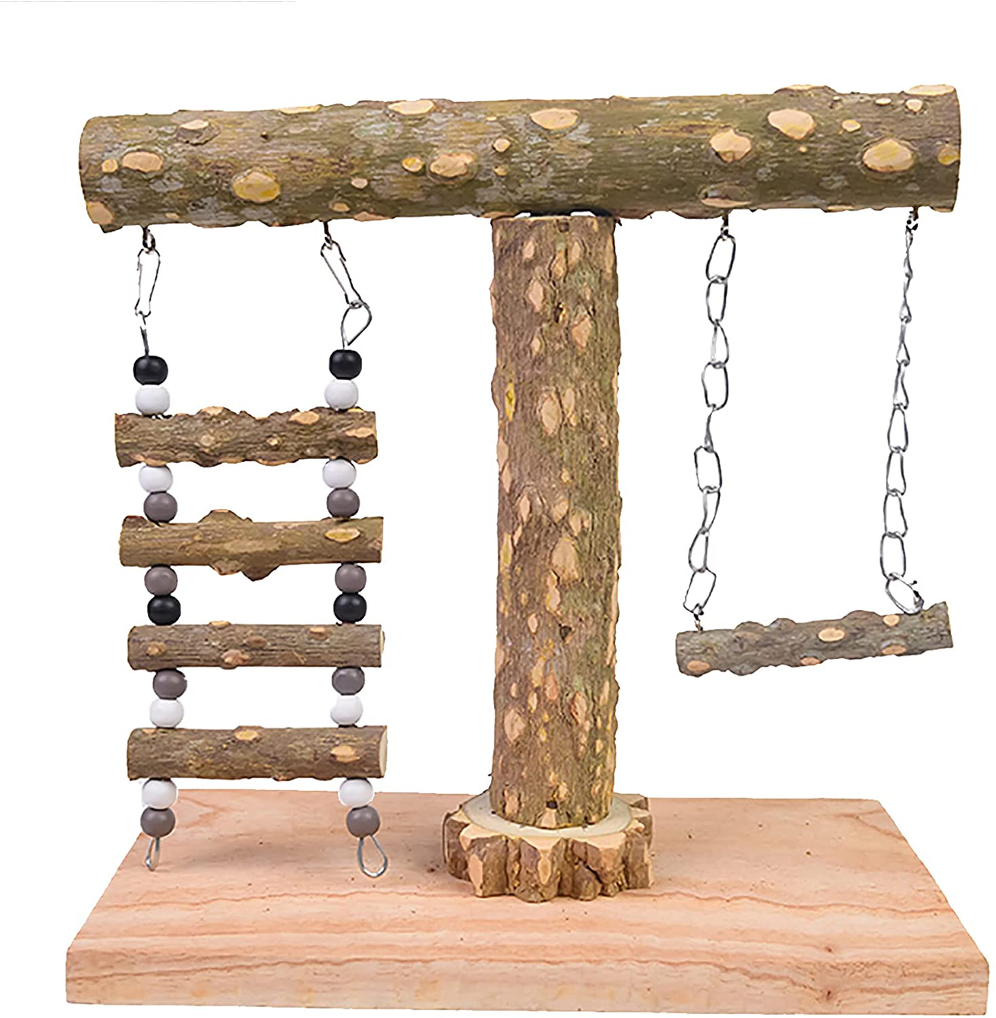 Bird Playstand Platform for Cockatiels, Parrots Playground Stand Perches, outside Birdcage Playpen Stand with Swing and Ladder, Natural Wood Tabletop Exercise Playgym for Parakeets, Conures, Cockatoo Animals & Pet Supplies > Pet Supplies > Bird Supplies > Bird Cages & Stands MKubwaa   