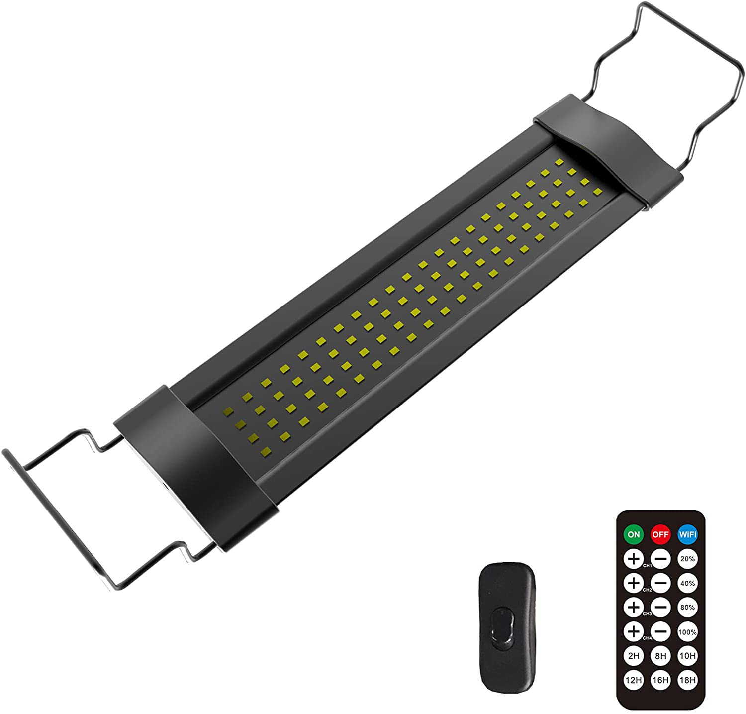 Lominie Aquarium LED Light, High Brightness 15W Fish Tank Light Adjustable with RF Remote Controller, Extendable Brackets Easy to Install for Saltwater Coral Fish Tank (G15 Saltwater)
