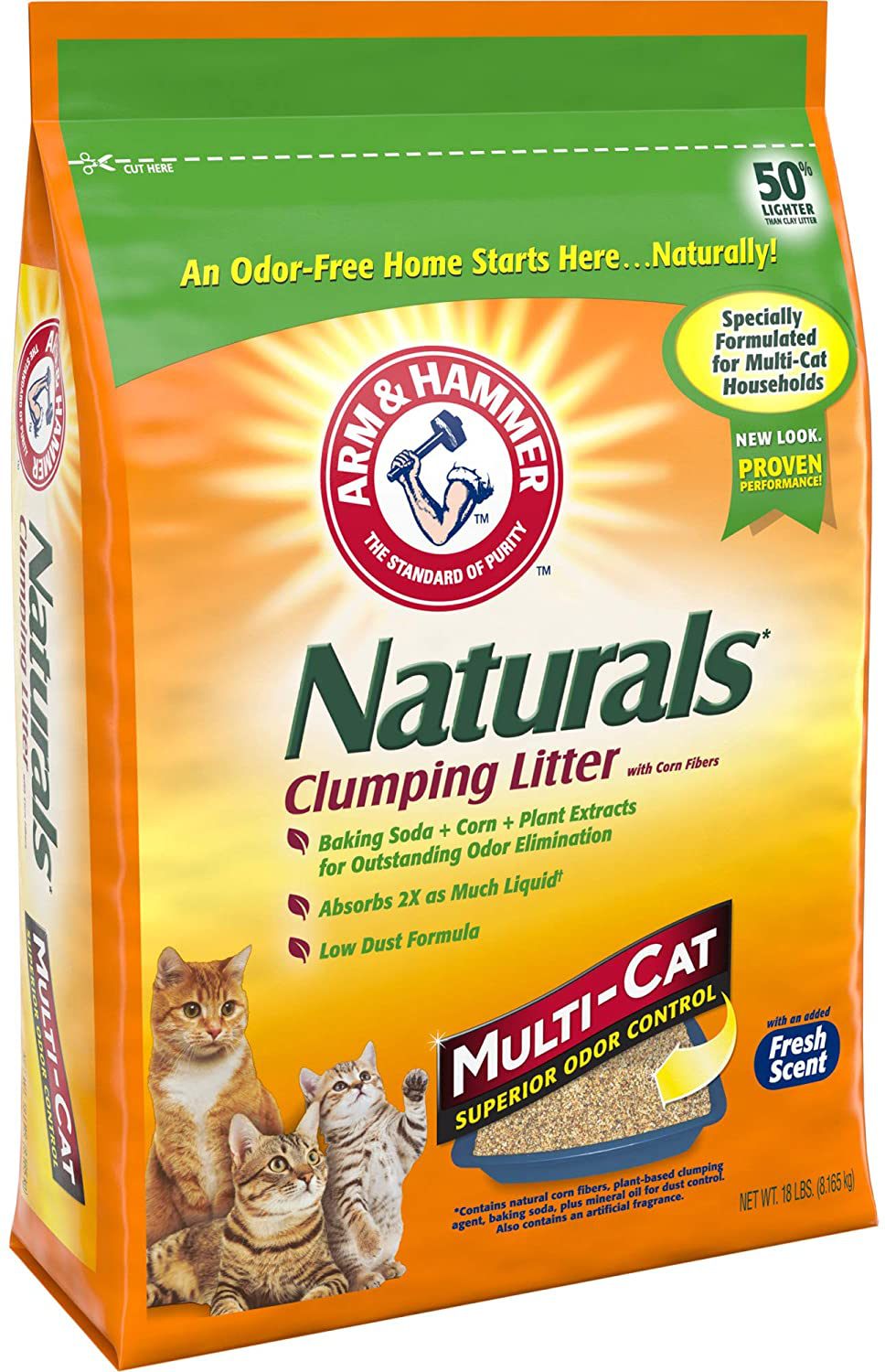 ARM & HAMMER Naturals Cat Litter, Multi Cat, 18Lb Bag Animals & Pet Supplies > Pet Supplies > Cat Supplies > Cat Litter Arm & Hammer   
