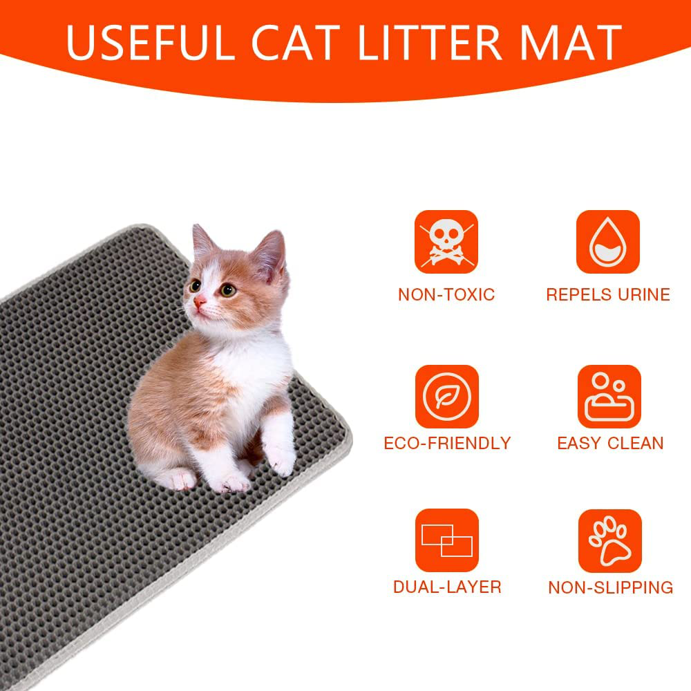 Cat Litter Mat, Litter Box Mat Premium Durable Cat Litter Mat Non-Slip and Waterproof Backing Double Layered Rug Soft on Kitty Cat Paws Easy Clean Scatter Control Durable Cat Mat Traps Litter (11.8Inx11.8In, Black) Animals & Pet Supplies > Pet Supplies > Cat Supplies > Cat Litter Box Mats NewL   