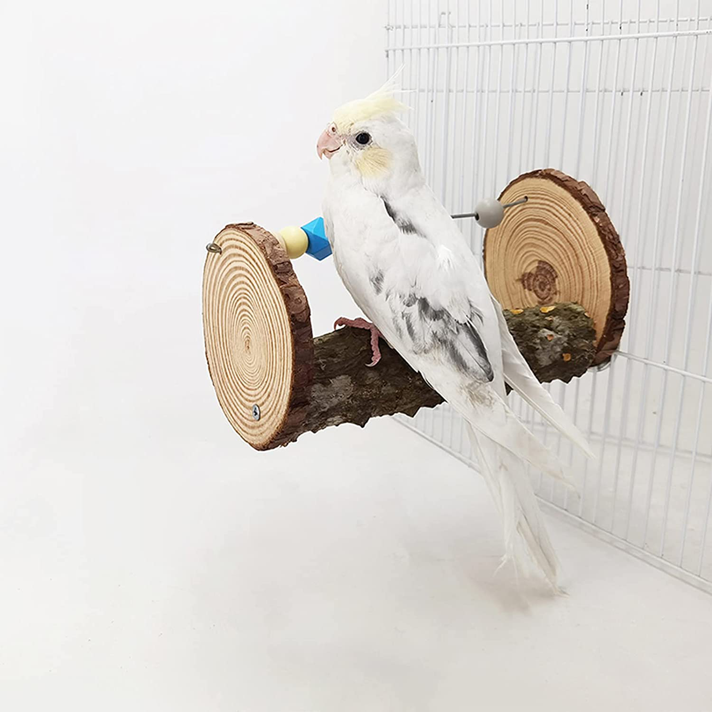 Bird Perch Stand Toy or Cage, Natural Wood Parrot Puzzle Chewing Toy for Parakeets Cockatiels Conures Finches Lovebirds Macaws, Birdcage Play Gym Training Toy Standing Grinding Paw Climbing Branches Animals & Pet Supplies > Pet Supplies > Bird Supplies > Bird Gyms & Playstands QBLEEV   