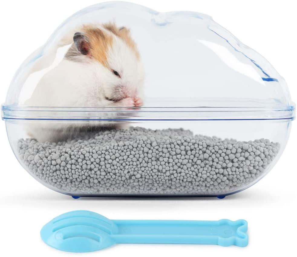 BUCATSTATE Large Hamster Sand Bath Container Transparent Clouds Hamster Bathroom with Scoop Set for Small Pet Animals Cage Accessories Animals & Pet Supplies > Pet Supplies > Small Animal Supplies > Small Animal Habitat Accessories BUCATSTATE   