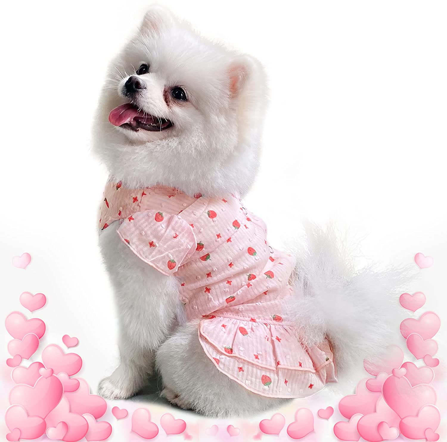 TONY HOBY Dog Dress, Valentine'S Day Outfit Dog Dress, Dog Skirt in Party, Pet Dress Soft and Breathable for Small Medium Dog Animals & Pet Supplies > Pet Supplies > Cat Supplies > Cat Apparel TONY HOBY Pink X-Small 