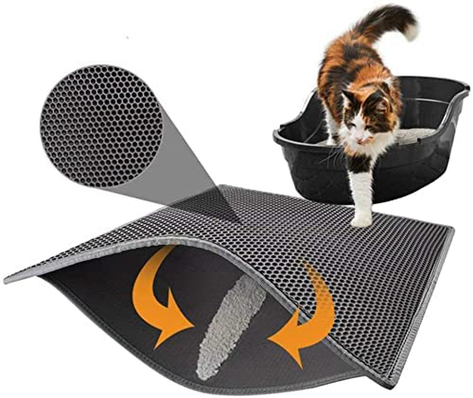 Two-Layer Pet Dog Cat Animal Litter Mat, Honeycomb Double-Layer Waterproof Urine Proof Material, Easy Clean Control for Cats and Dogs Pet Dog Mats Cat Litter Mat Litter Trapping Mat,30X30Cm (Black) Animals & Pet Supplies > Pet Supplies > Cat Supplies > Cat Litter Box Mats CatLitter   