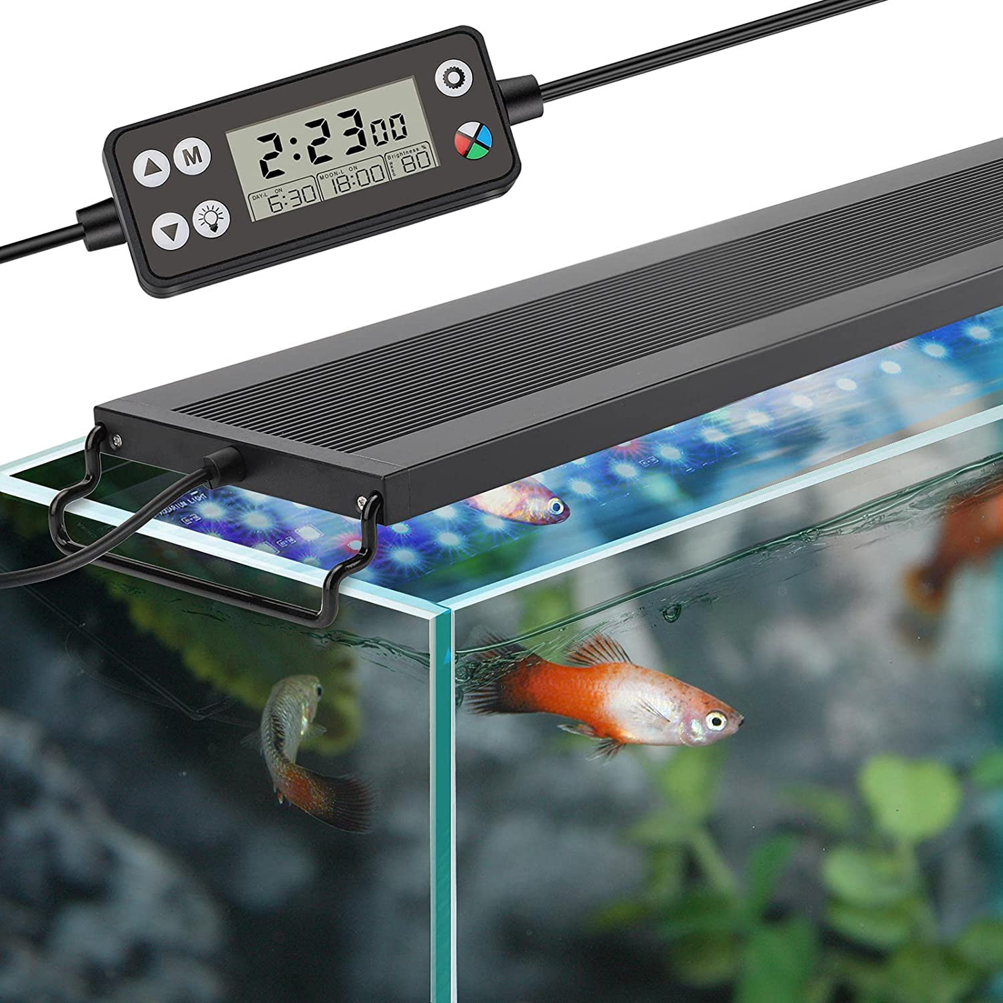Hygger Auto on off LED Aquarium Light, Full Spectrum Fish Tank Light with LCD Monitor, 24/7 Lighting Cycle, 7 Colors, Adjustable Timer, IP68 Waterproof, 3 Modes for 12"-18" Freshwater Planted Tank Animals & Pet Supplies > Pet Supplies > Fish Supplies > Aquarium Lighting hygger 22W (for 24-30 inch tank)  