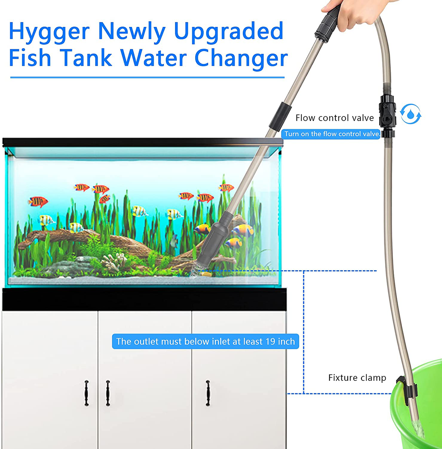 Hygger Telescopic Aquarium Siphon Kit Fish Tank Vacuum Cleaner Water Change with 4.9Ft Long Hose Tank Cleaning Tool for 15 Gallon Aquarium and Up Animals & Pet Supplies > Pet Supplies > Fish Supplies > Aquarium Cleaning Supplies hygger   