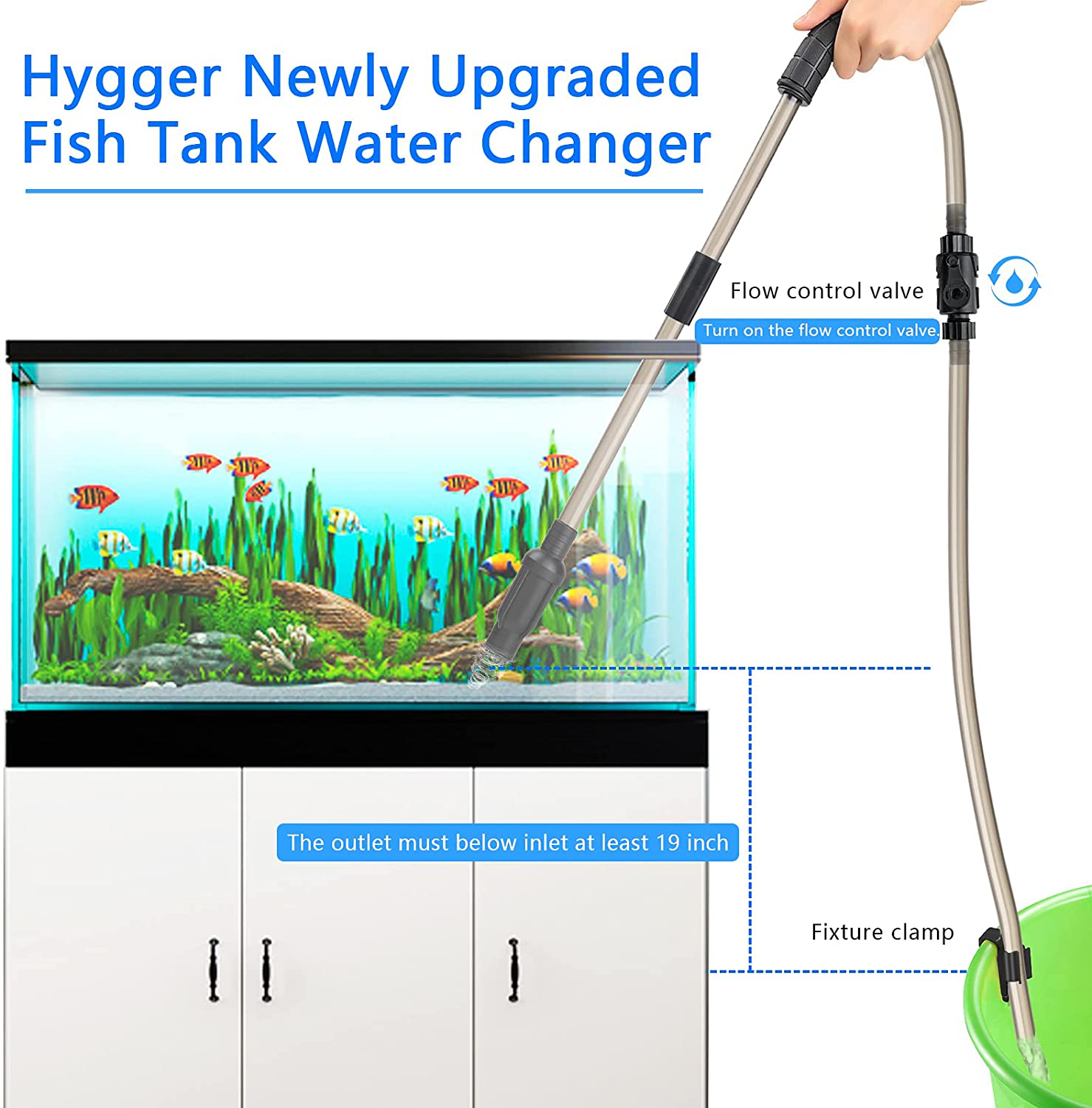 Hygger Telescopic Aquarium Siphon Kit Fish Tank Vacuum Cleaner Water Change with 4.9Ft Long Hose Tank Cleaning Tool for 15 Gallon Aquarium and Up Animals & Pet Supplies > Pet Supplies > Fish Supplies > Aquarium Cleaning Supplies hygger   