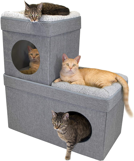 Kitty City Large Stackable Tan Cat Condo, Cat Cube, Cat House, Pop up Bed, Cat Ottoman Animals & Pet Supplies > Pet Supplies > Cat Supplies > Cat Furniture Kitty City Gray  