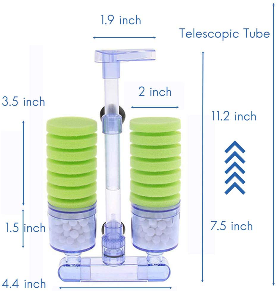 Capetsma Aquarium Filter Sponge Fish Tank Filter, Ultra Quiet Sponge Filter Worked with Aquarium Air Pump, Include Spare Sponge and Bio Balls. Animals & Pet Supplies > Pet Supplies > Fish Supplies > Aquarium Filters capetsma   