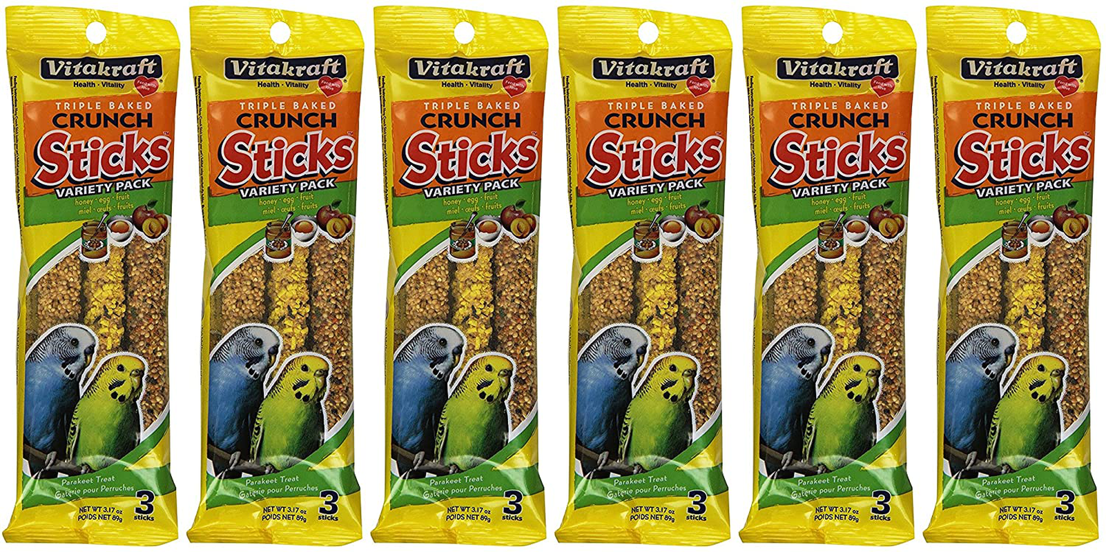 Vitakraft Kracker Sticks Treat Variety Pack for Parakeet (6 Packs / 3 Sticks per Pack) Animals & Pet Supplies > Pet Supplies > Bird Supplies > Bird Treats Vitakraft   