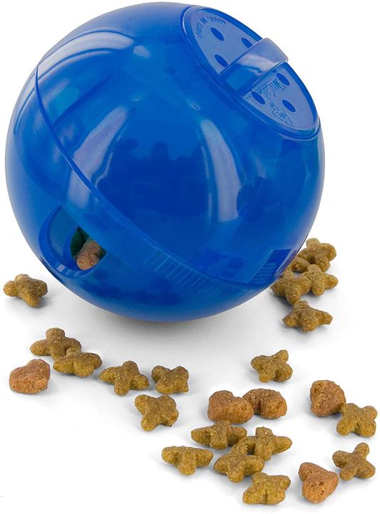 Petsafe Slimcat Feeder Ball - Interactive Game for Your Cat - Fill with Food and Treats - Great for Portion Control and Fast Eaters Animals & Pet Supplies > Pet Supplies > Cat Supplies > Cat Toys PetSafe Blue  