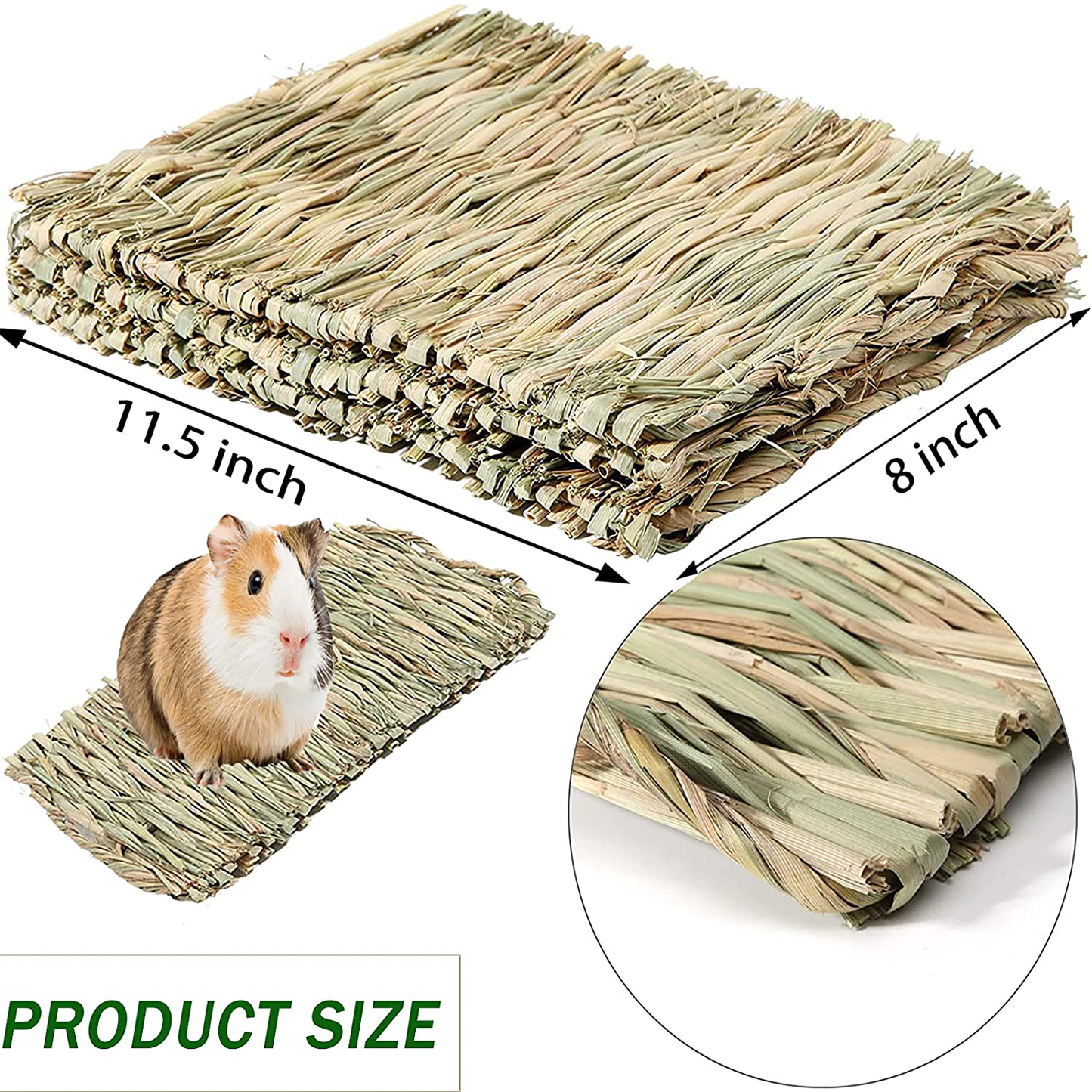 Grass Mat-Woven Bed Mat, Rabbit Bunny Bedding Mat for Small Animals, Natural Straw Woven Grass Bed Mat Chew Toys Bed for Pet, Guinea Pig Hamster Chinchilla Parrot Squirrel Rat 3PCS Animals & Pet Supplies > Pet Supplies > Small Animal Supplies > Small Animal Bedding WoLover   