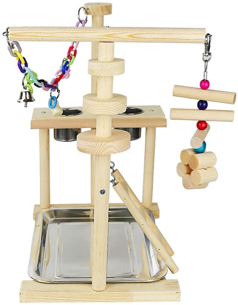 Olpchee Bird Playground Parrot Playstand Bird Play Stand Wood Perch Gym Playpen Ladder with Feeder Cups Toys for Cockatiel Parakeet - Include Tray Animals & Pet Supplies > Pet Supplies > Bird Supplies > Bird Gyms & Playstands Olpchee   