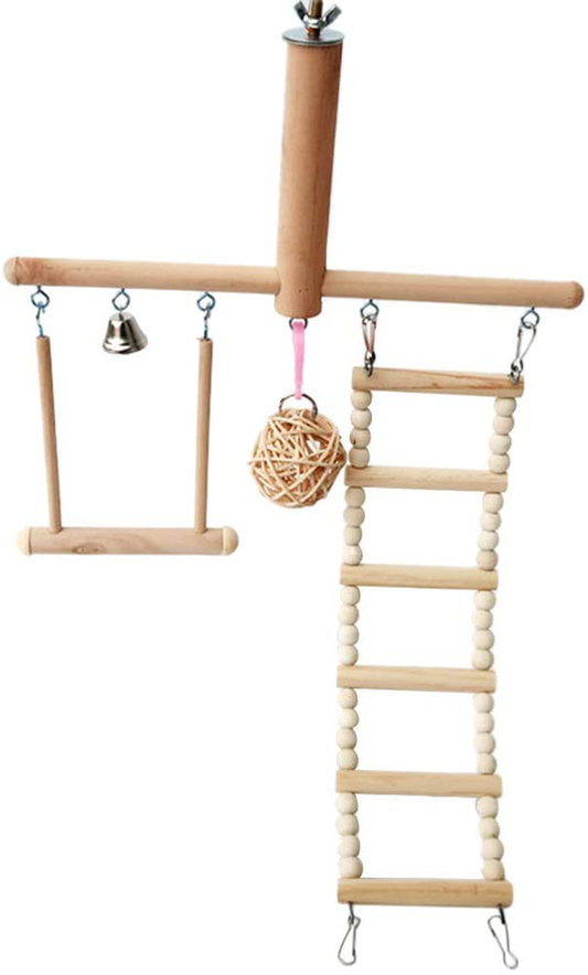 Hibye Bird Cage Stand Play Gym Conure Perch Playground Climbing Ladder Swing Rattan Ball Chew Toys for Lovebirds Budgies Animals & Pet Supplies > Pet Supplies > Bird Supplies > Bird Gyms & Playstands Hibye   