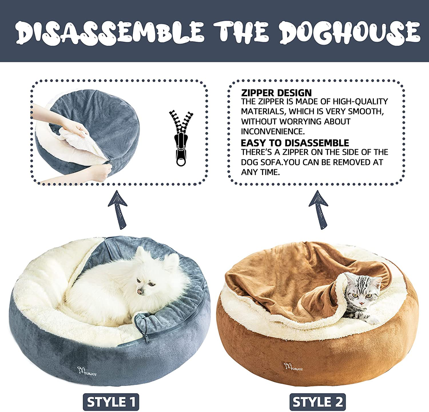 Dog Bed - Cozy Donut Cuddler Pet Beds for Cat,Calming Premium Plush Nest Snuggler Improved Sleep,Washable,Non-Slip Bottom with Flannel Blanket