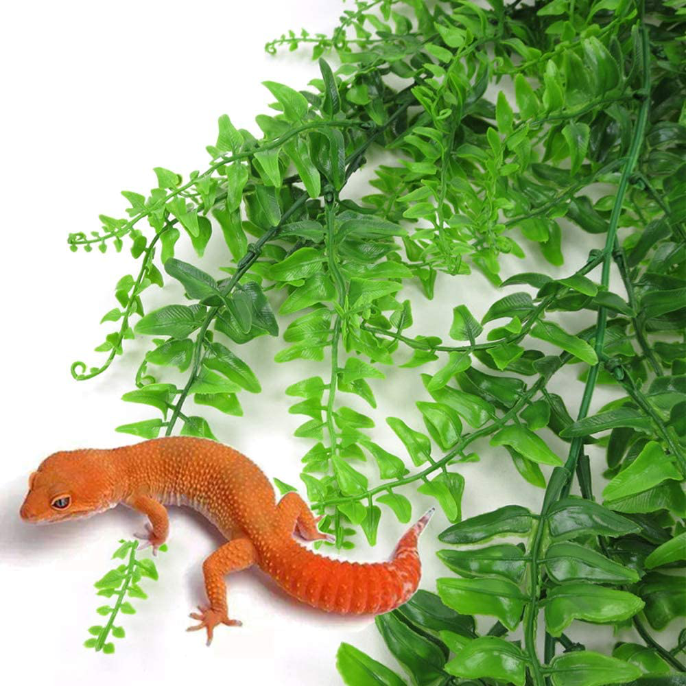 PINVNBY Reptile Plants Hanging Fake Vines Boston Climbing Terrarium Plant with Suction Cup for Bearded Dragons Lizards Geckos Snake Pets Hermit Crab and Tank Habitat Decorations Animals & Pet Supplies > Pet Supplies > Small Animal Supplies > Small Animal Habitat Accessories PINVNBY   