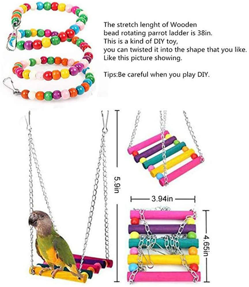 Small Bird Swing Toys, Bird Parrot Swing Chewing Toys - Hanging Bell Birds Cage Toys 8 Pcs Animals & Pet Supplies > Pet Supplies > Bird Supplies > Bird Cage Accessories BK Fudid   