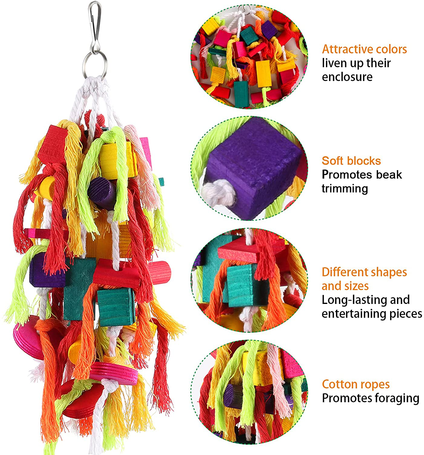 Rypet Large and Small Parrot Chewing Toys - Parrot Cage Bite Toys Wooden Block Tearing Toys for Conures Cockatiels African Grey and Other Amazon Parrots Animals & Pet Supplies > Pet Supplies > Bird Supplies > Bird Toys Rypet   