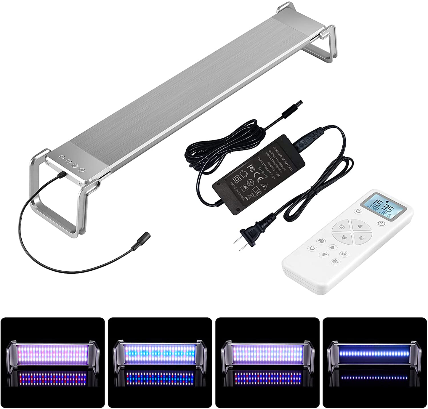 Feshen Aquarium Light, Full Spectrum LED Aquarium Light for Freshwater or Saltwater Coral Fish Tanks, with One-Key Remote Control, Programmable, Timer, Planted Tank Light(24-26Inch) Animals & Pet Supplies > Pet Supplies > Fish Supplies > Aquarium Lighting Feshen Silver 30-32inch（60W） 