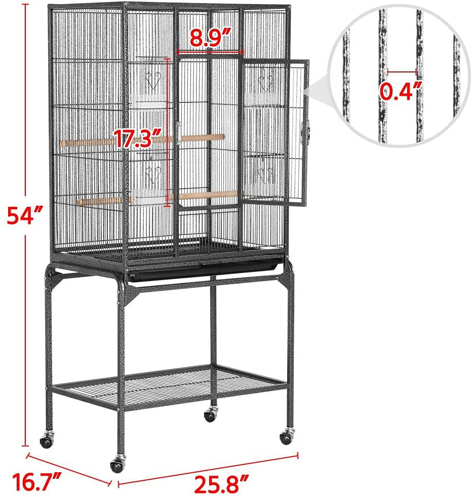 Topeakmart 53.5-Inch Bird Cage with Stand Wrought Iron Construction Bird Cage for Parrots Cockatiels Conures Parakeets Budgies Finches Birdcage Animals & Pet Supplies > Pet Supplies > Bird Supplies > Bird Cages & Stands Topeakmart   