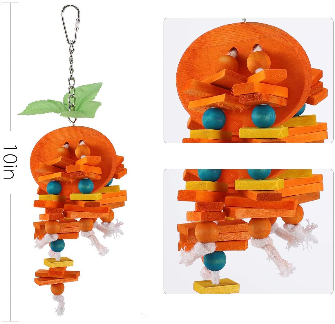 Hamiledyi Natural Wood Block Bird Cage Toys Parrot Chewing Toy, Orange & Apple & Banana & Grapes Shaped Hanging Foraging Toy for Small&Medium Birds Parakeets Cockatiels Conures Budgie Canary,4Pcs