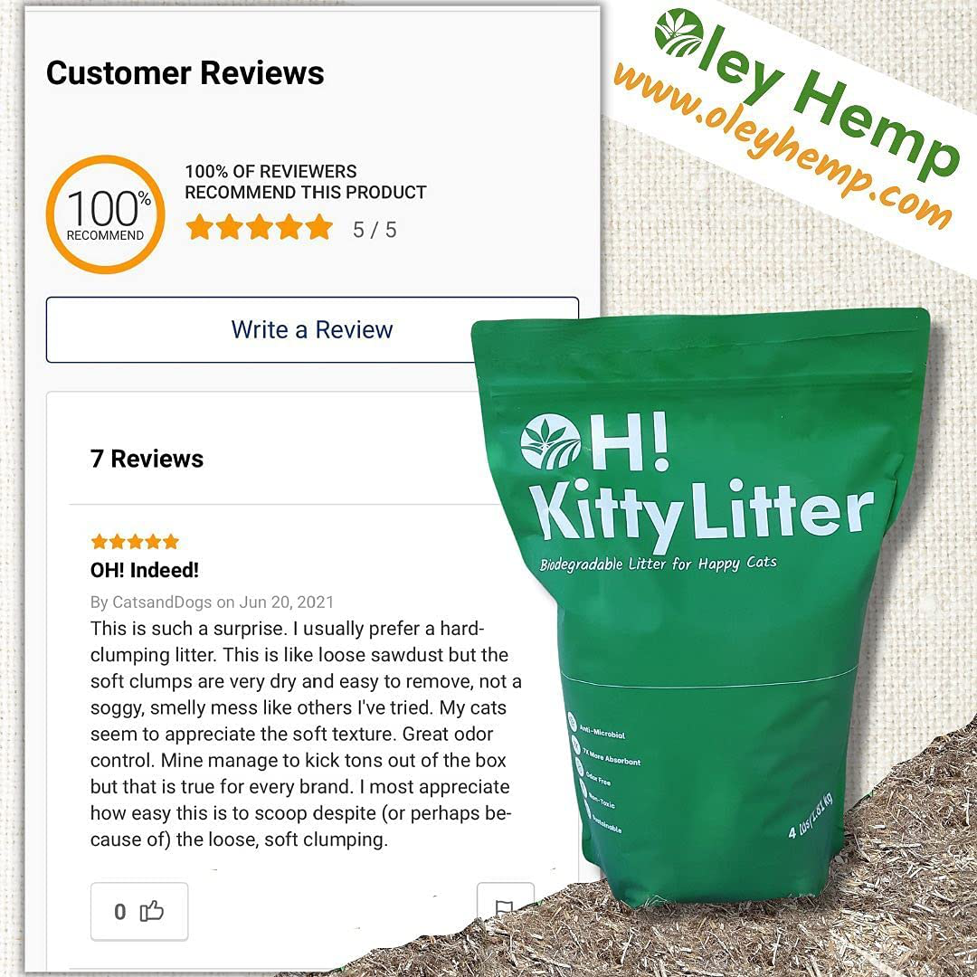 Oleyhemp OH! Small Pet Hemp Bedding - Hamsters, Rabbits, Chickens, Birds, Rats, Reptiles - 100% Natural, Biodegradable & USA Grown - Super Absorbency Compared to Clay Animals & Pet Supplies > Pet Supplies > Small Animal Supplies > Small Animal Bedding OleyHemp   