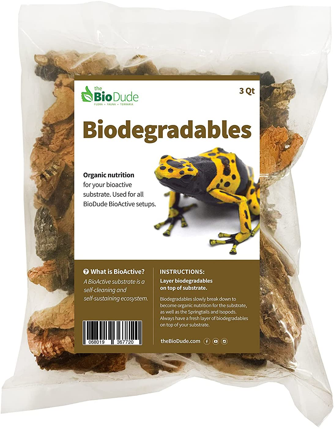 The Bio Dude Virgin Cork Bark Chunks 4" X 6" Bag, for Isopods, Springtails, Reptiles, Frogs and Bioactive Terrariums Animals & Pet Supplies > Pet Supplies > Reptile & Amphibian Supplies > Reptile & Amphibian Substrates The Bio Dude   