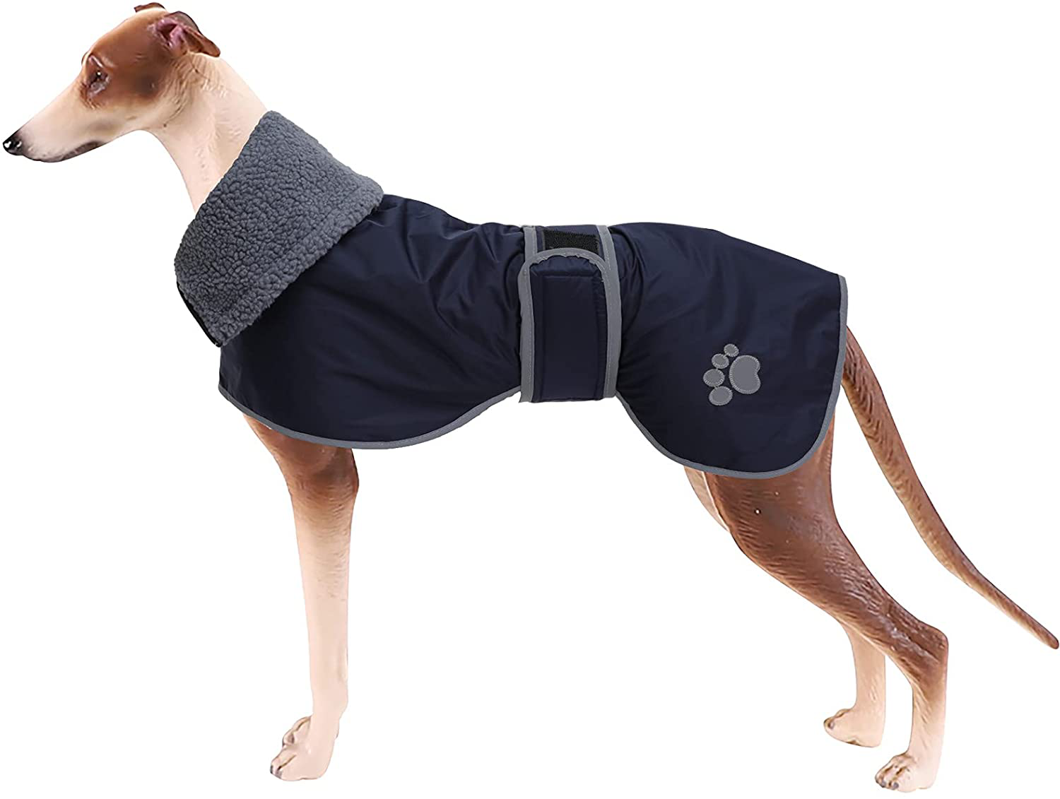 Geyecete Dog Winter Coat Greyhound Raincoat Fabric with Lamb Velvet inside Outdoor Dog Apparel with Adjustable Bands for Medium, Large Dog Animals & Pet Supplies > Pet Supplies > Dog Supplies > Dog Apparel Geyecete Navy X-Large 