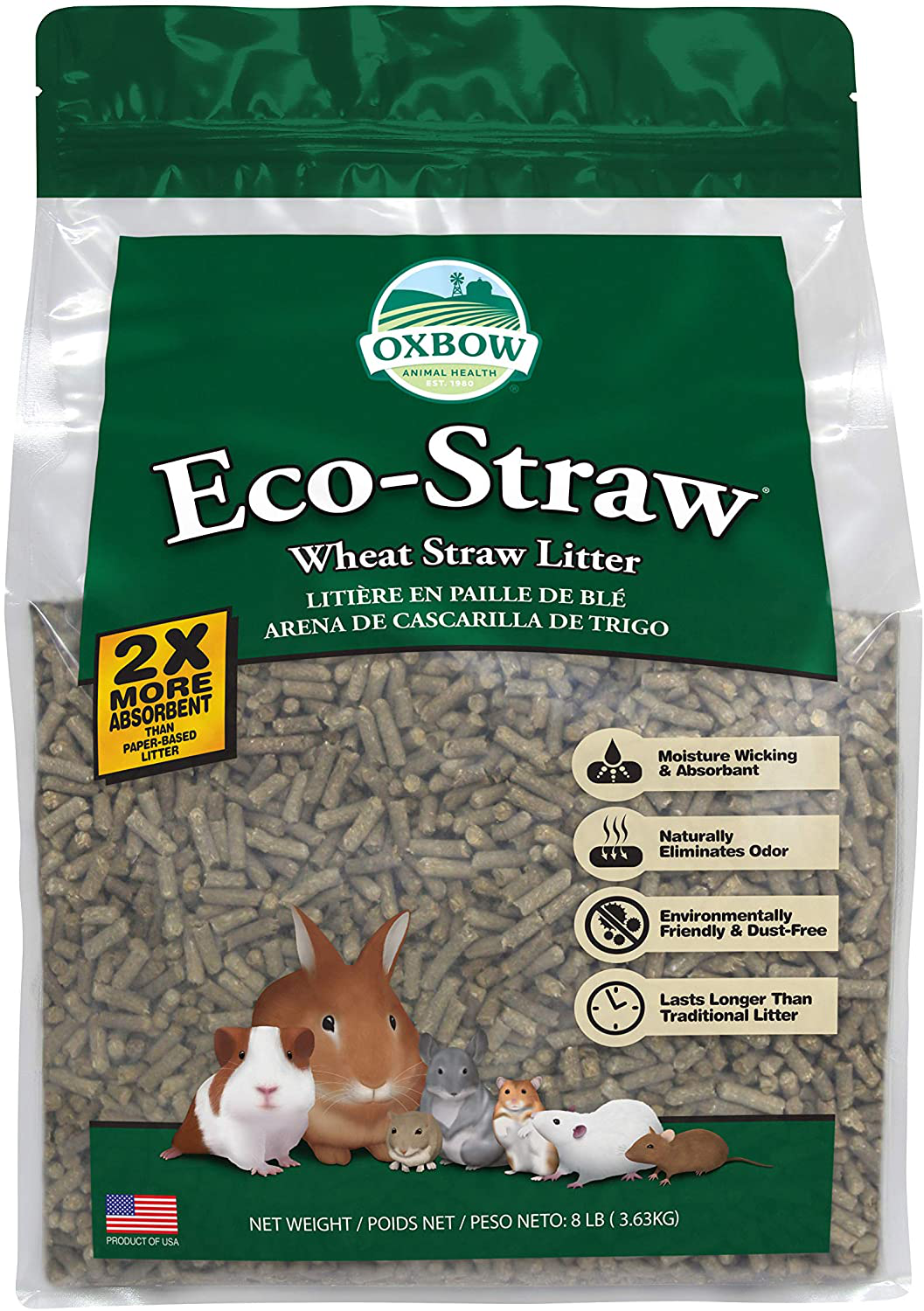 Oxbow Animal Health Eco-Straw Litter, 8 Pound Bag Animals & Pet Supplies > Pet Supplies > Cat Supplies > Cat Litter Oxbow   