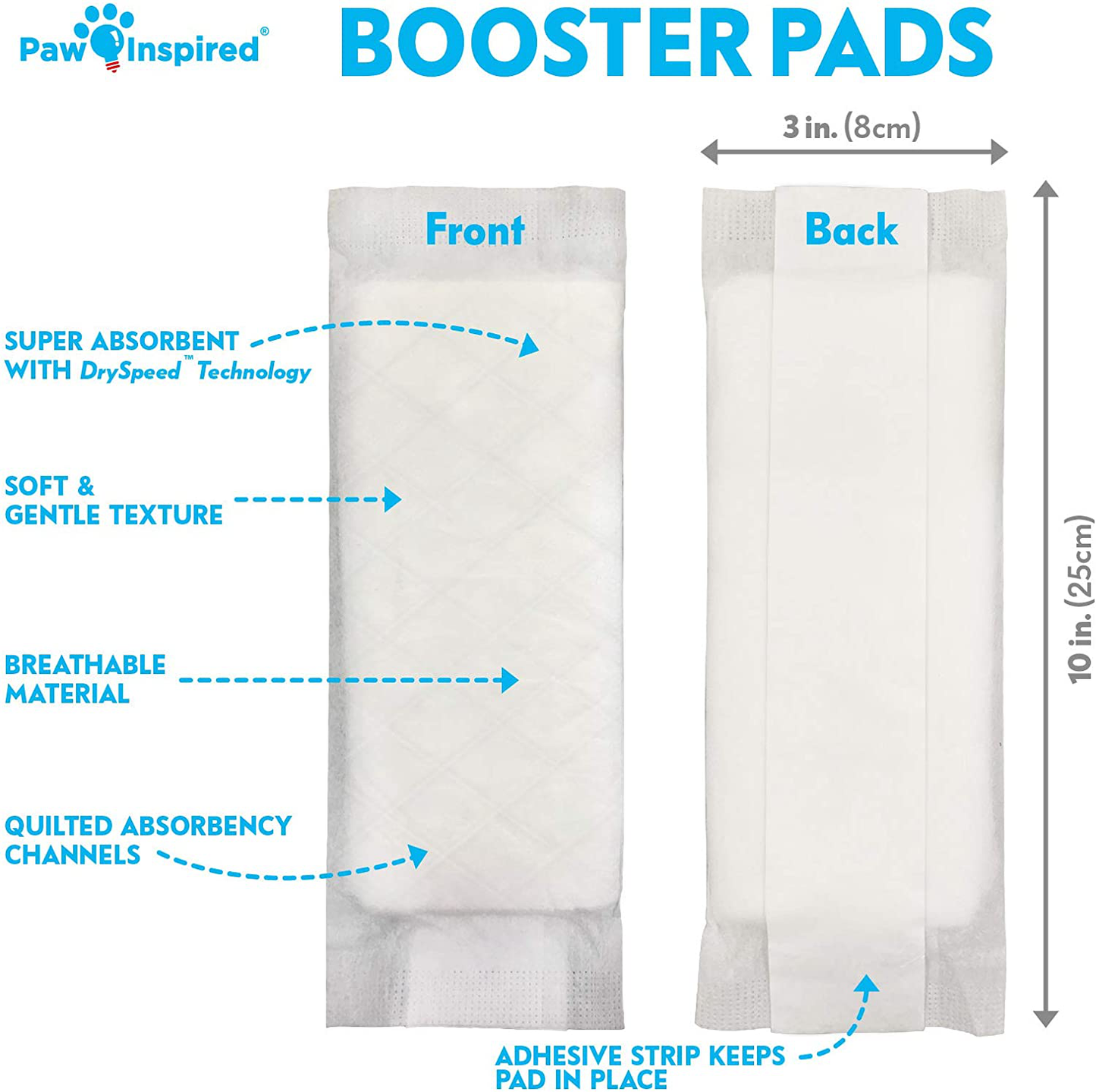 Paw Inspired Dog Diaper Pads | Disposable Diaper Liners | Booster Pad Inserts Fit Most Female and Male Washable and Disposable Dog Diapers and Belly Bands | Adds Absorbency, Stops Leaks