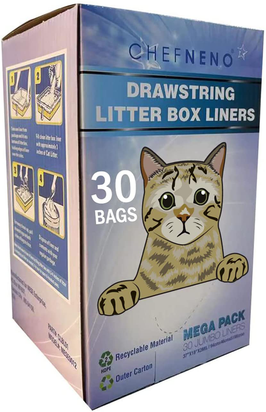 Drawstring Large Litter Box Liners, Heavy Duty Liners for Cat Litter Box (Xlarge)