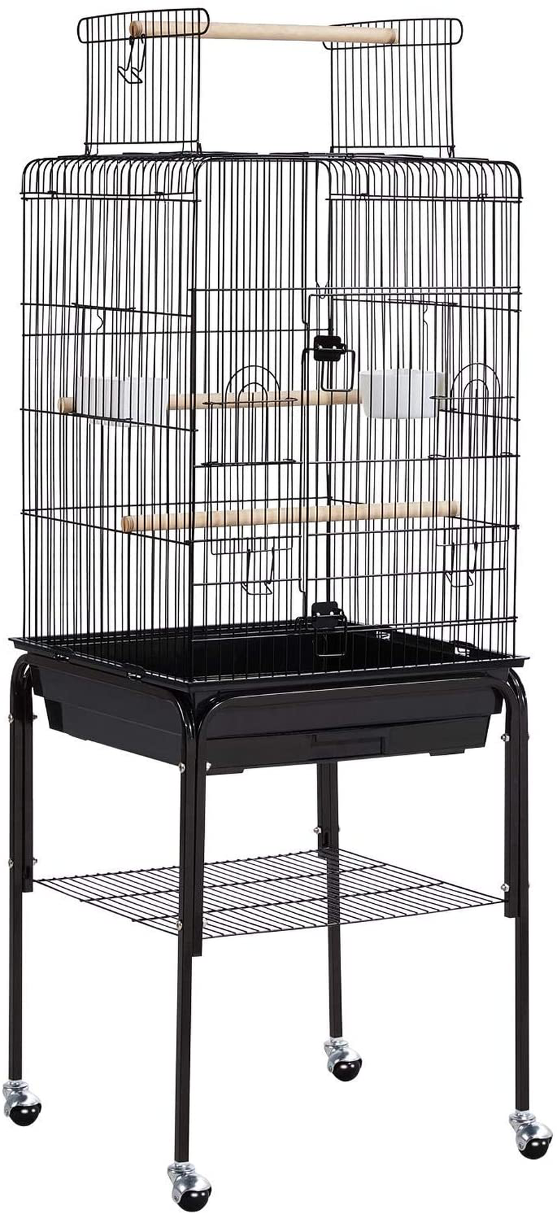 Topeakmart Rolling Bird Cage for Cockatiels Parrots Small Birds Green Cheek Conure Lovebirds. Animals & Pet Supplies > Pet Supplies > Bird Supplies > Bird Cages & Stands Topeakmart Black  