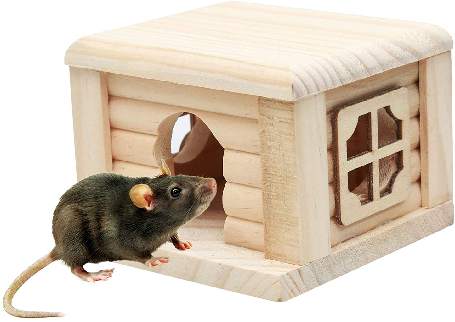 Billie Herrera Hamster Hideout Wooden Syrian Hamster House Hut Small Animal Habitat Decor Mini Hideaway Cage Animals & Pet Supplies > Pet Supplies > Small Animal Supplies > Small Animal Habitats & Cages Billie Herrera   