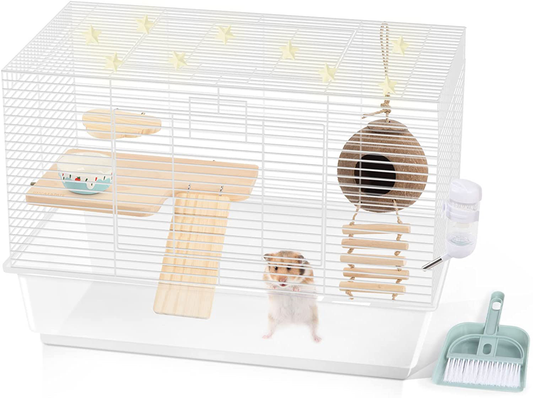 BUCATSTATE Large Basic Hamster Cage with Accessories Small Animal Cage for Dwarf Syria Hamsters,Gerbils,Mice,Hedgehogs…
