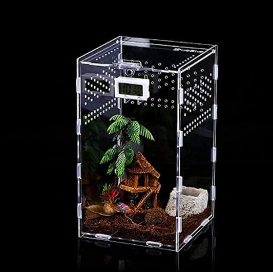 AWANBB Reptile Habitat-Insect Feeding Box for Reptiles and Amphibians, 12X12X20Cm Acrylic Reptile Transparent Breeding Case for Spide, Lizard, Scorpion, Centipede, Horned Frog, Beetle Animals & Pet Supplies > Pet Supplies > Reptile & Amphibian Supplies > Reptile & Amphibian Habitat Accessories AWANBB   