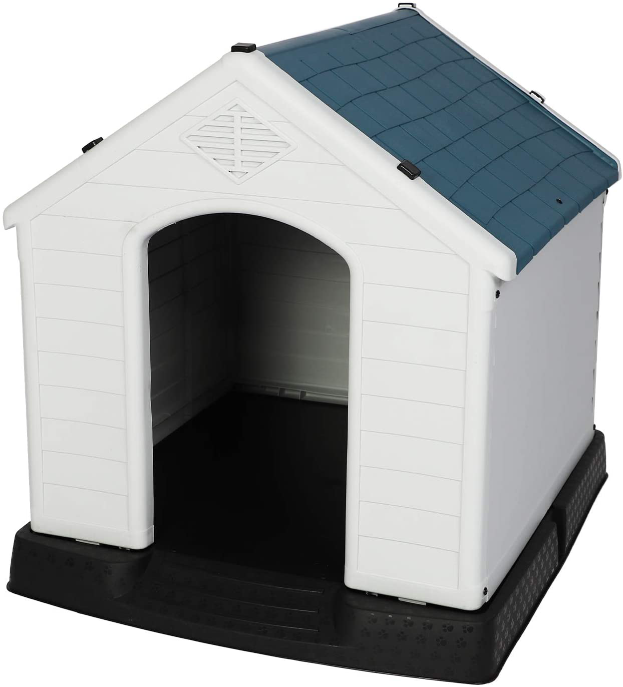 LONABR Plastic Outdoor Dog House for Pet Weatherproof Kennel Small to Large Size,Blue & White Animals & Pet Supplies > Pet Supplies > Dog Supplies > Dog Houses LONABR   
